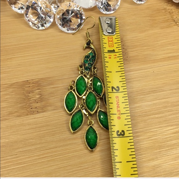 Green Peacock Earrings - Picture 4 of 7